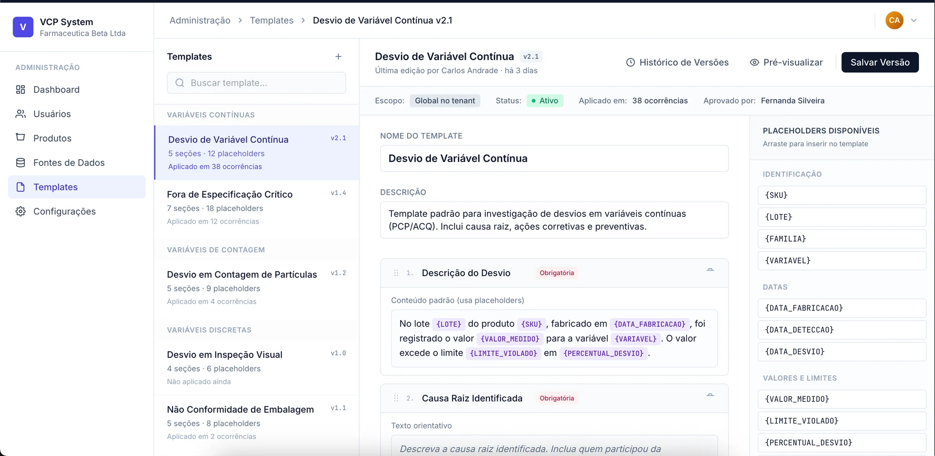 Templates de investigação